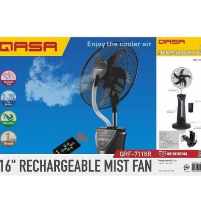 Qasa 16" Rechargeable Water Mist Fan + Remote Control QRF-7116R