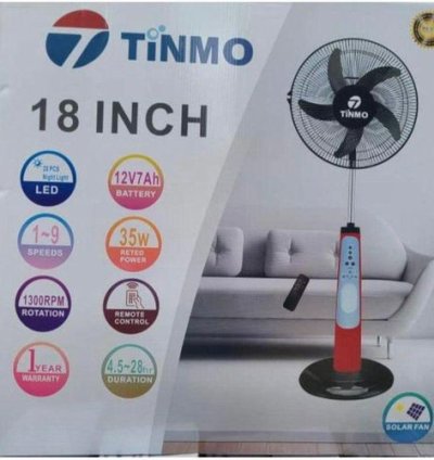 TINMO 18 Inches Rechargeable Solar Fan + Remote Control