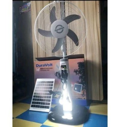 Duravolt 16" Rechargeable Solar Standing Fan AC/DC