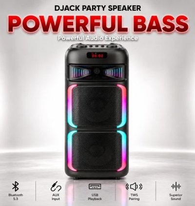 Djack Rechargeable Bluetooth Party Speaker With Microphone- DJ8801